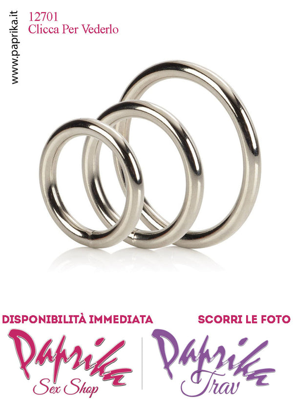 Tre Anelli Metallo Ricambio Mutanda Strap-On Indossabile Ø 32.5-37.5-50 mm