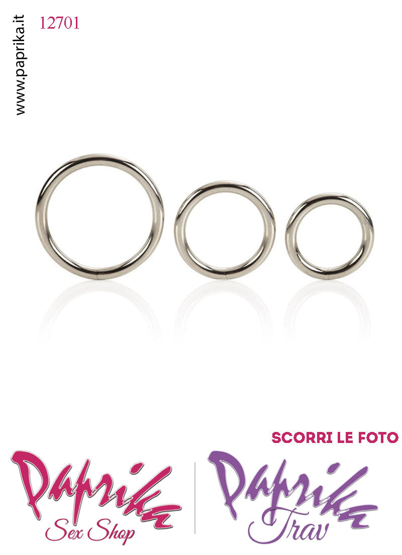 Tre Anelli Metallo Ricambio Mutanda Strap-On Indossabile Ø 32.5-37.5-50 mm