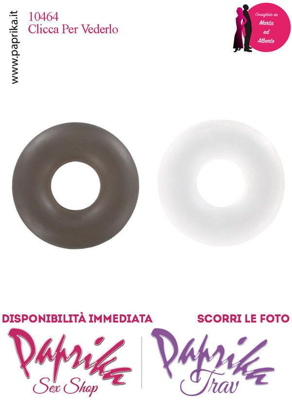 Set 2 Anelli Fallici Elasticizzati Trasparente Ritardante Nero Erezione