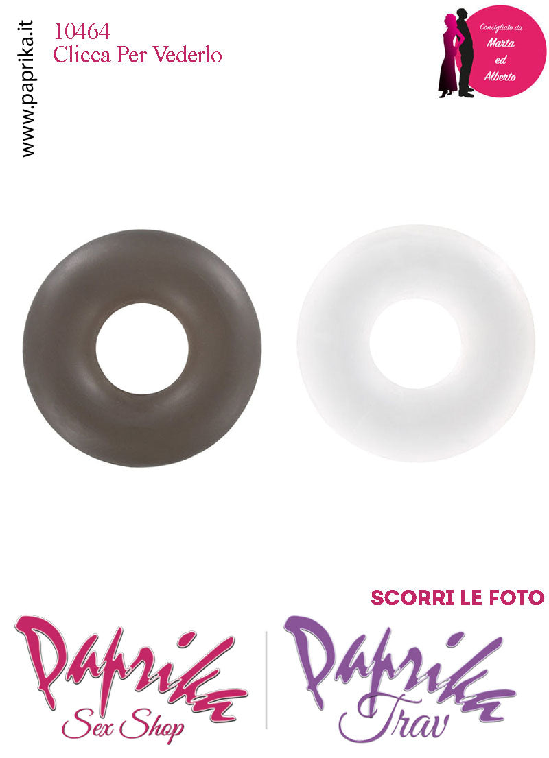 Set 2 Anelli Fallici Elasticizzati Trasparente Ritardante Nero Erezione