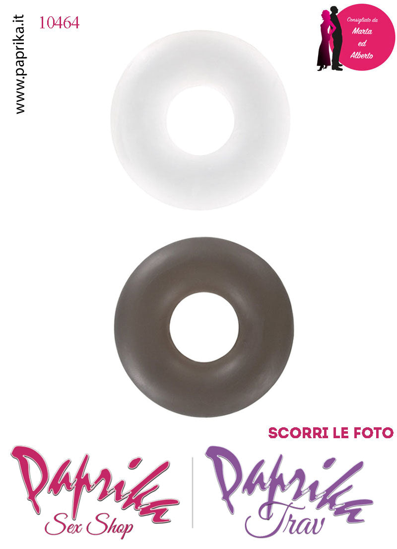 Set 2 Anelli Fallici Elasticizzati Trasparente Ritardante Nero Erezione