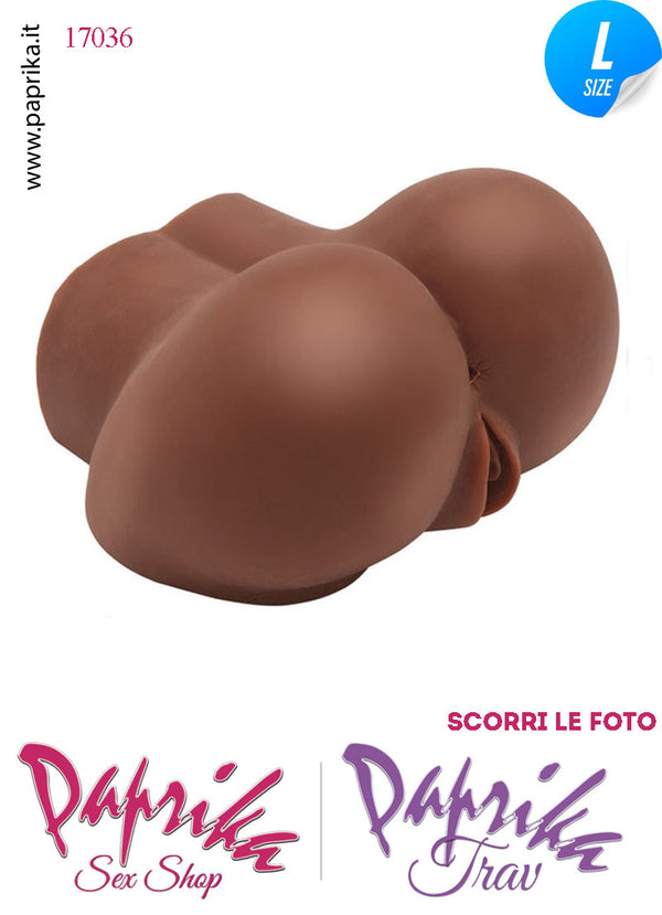 Vagina & Ano Masturbatore Pecorina Vibrante Realistica 18 cm Mulatta