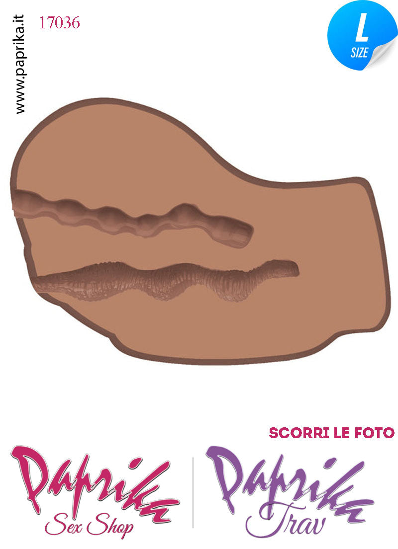 Vagina & Ano Masturbatore Pecorina Vibrante Realistica 18 cm Mulatta