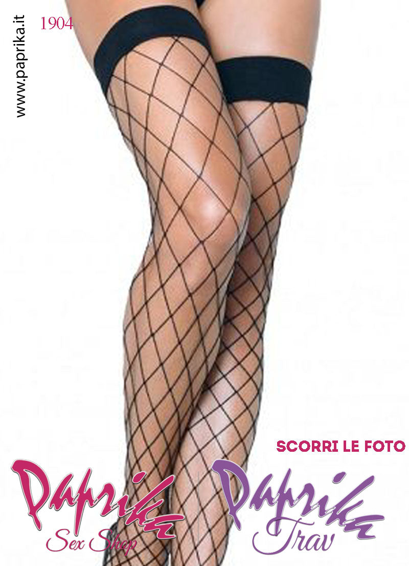 Autoreggenti Sexy Nere Rete Larga Balza Elastica 5 cm