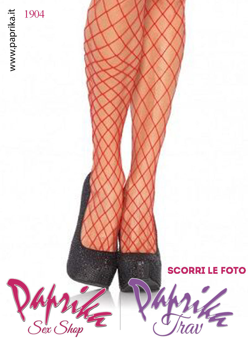 Autoreggenti Sexy Rosse Rete Larga Balza Elastica 5 cm