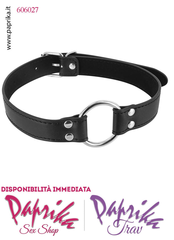 Gag Anello Ring Acciaio Bdsm Fetish Bocca Aperta Cinturino Pelle
