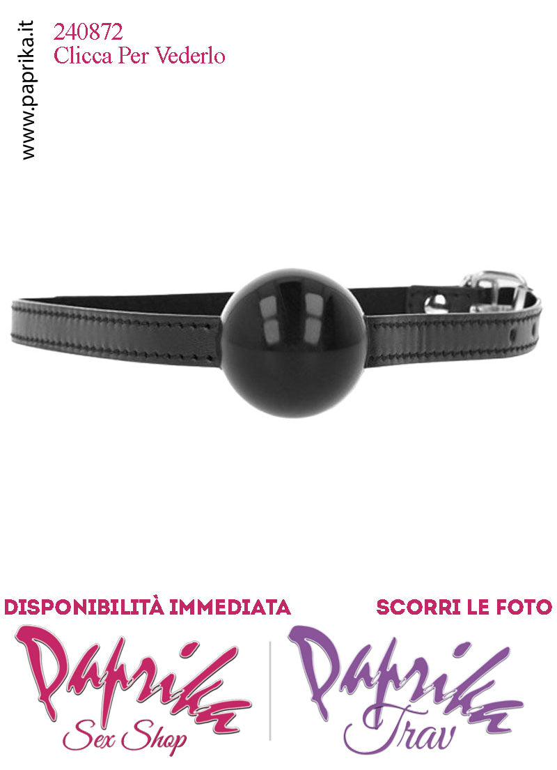 Ball Gag Nera Bocca Pallina Piena Silicone Ø 40 Cinturino EcoPelle Fibbia Metallo