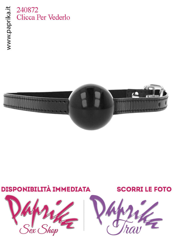 Ball Gag Nera Bocca Pallina Piena Silicone Ø 40 Cinturino EcoPelle Fibbia Metallo