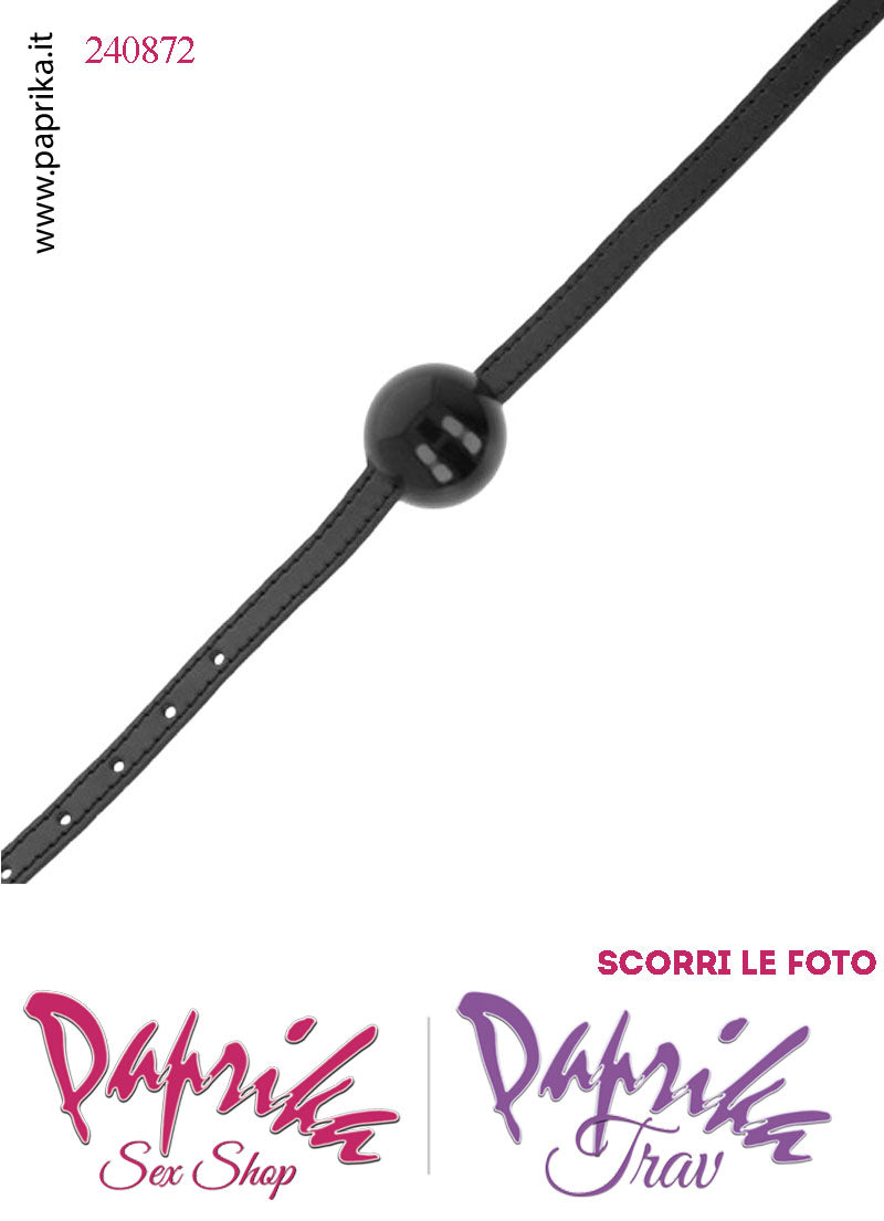 Ball Gag Nera Bocca Pallina Piena Silicone Ø 40 Cinturino EcoPelle Fibbia Metallo