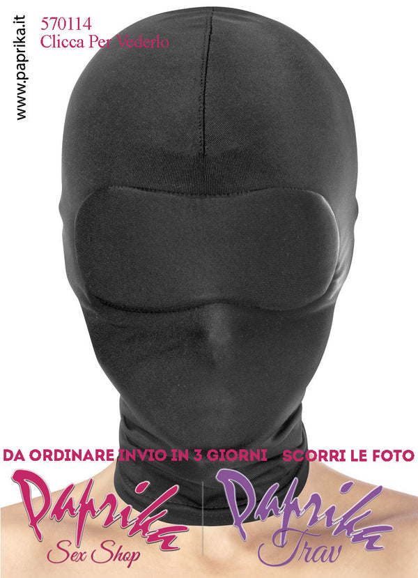 Cappuccio Aderente Lycra Bdsm Fetish Unisex Bocca Chiusa Occhi Finta Mascherina