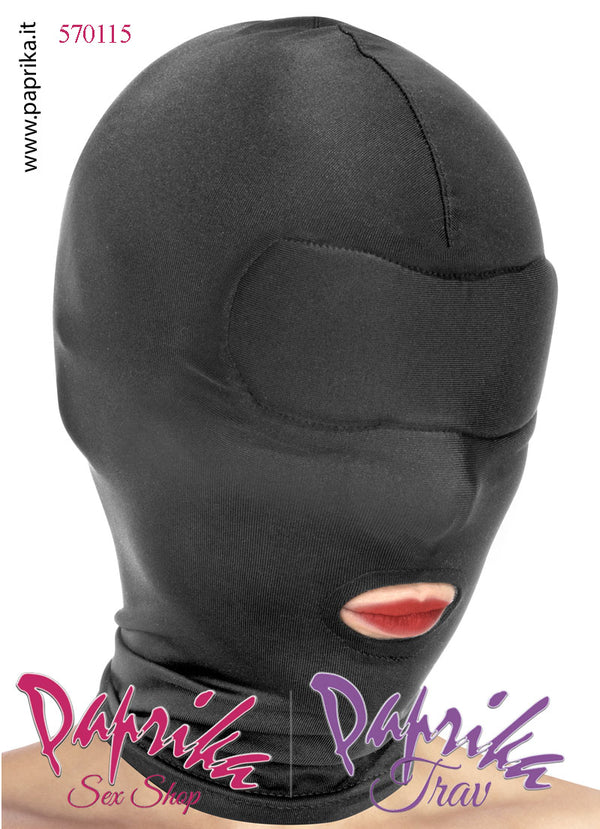 Cappuccio Aderente Lycra Bdsm Fetish Unisex Bocca Aperta Occhi Finta Mascherina