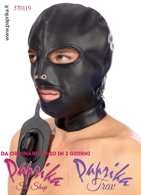 Cappuccio Bdsm Spandex Unisex Occhi Aperti Gag Bocca Staccabile