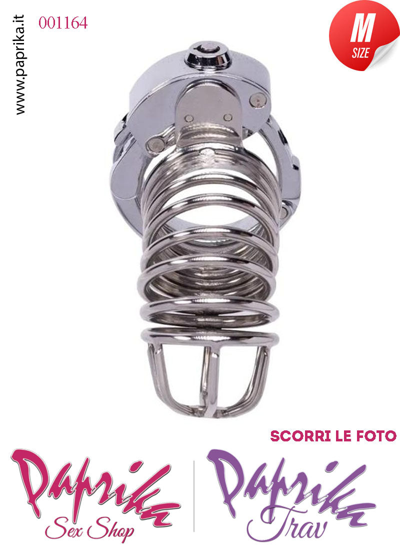 Cintura Di Castità Aperta Acciaio Medium Anello Testicoli Gabbietta Maschile Serratura