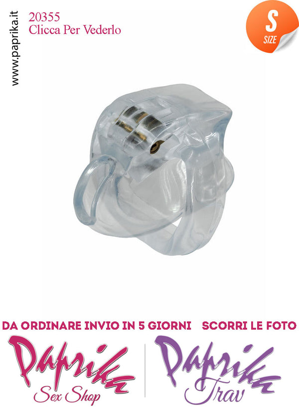Cintura Di Castità Maschile Small 6 cm Trasparente Chastity Cage 4 Anelli