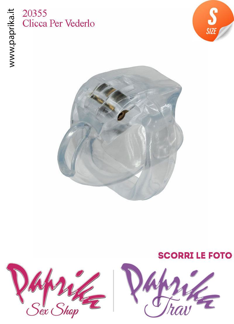 Cintura Di Castità Maschile Small 6 cm Trasparente Chastity Cage 4 Anelli