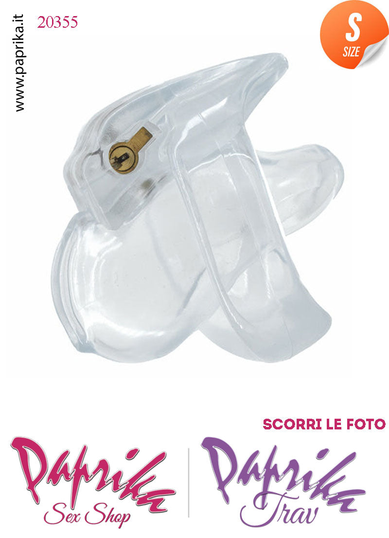 Cintura Di Castità Maschile Small 6 cm Trasparente Chastity Cage 4 Anelli