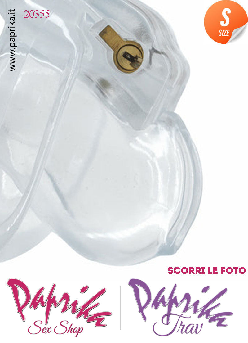 Cintura Di Castità Maschile Small 6 cm Trasparente Chastity Cage 4 Anelli