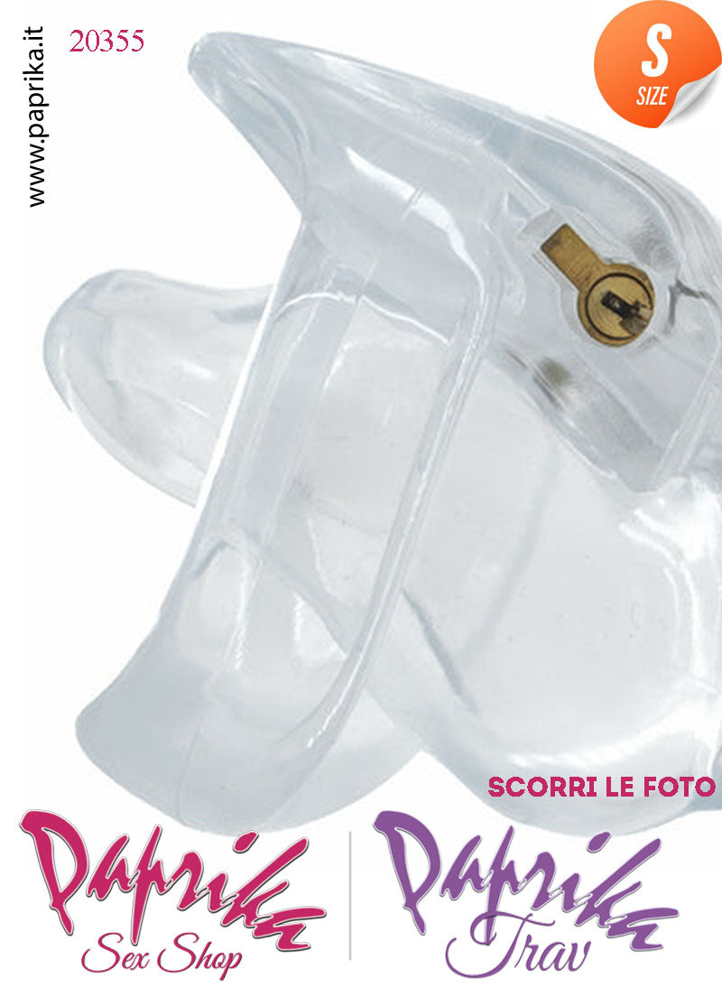 Cintura Di Castità Maschile Small 6 cm Trasparente Chastity Cage 4 Anelli