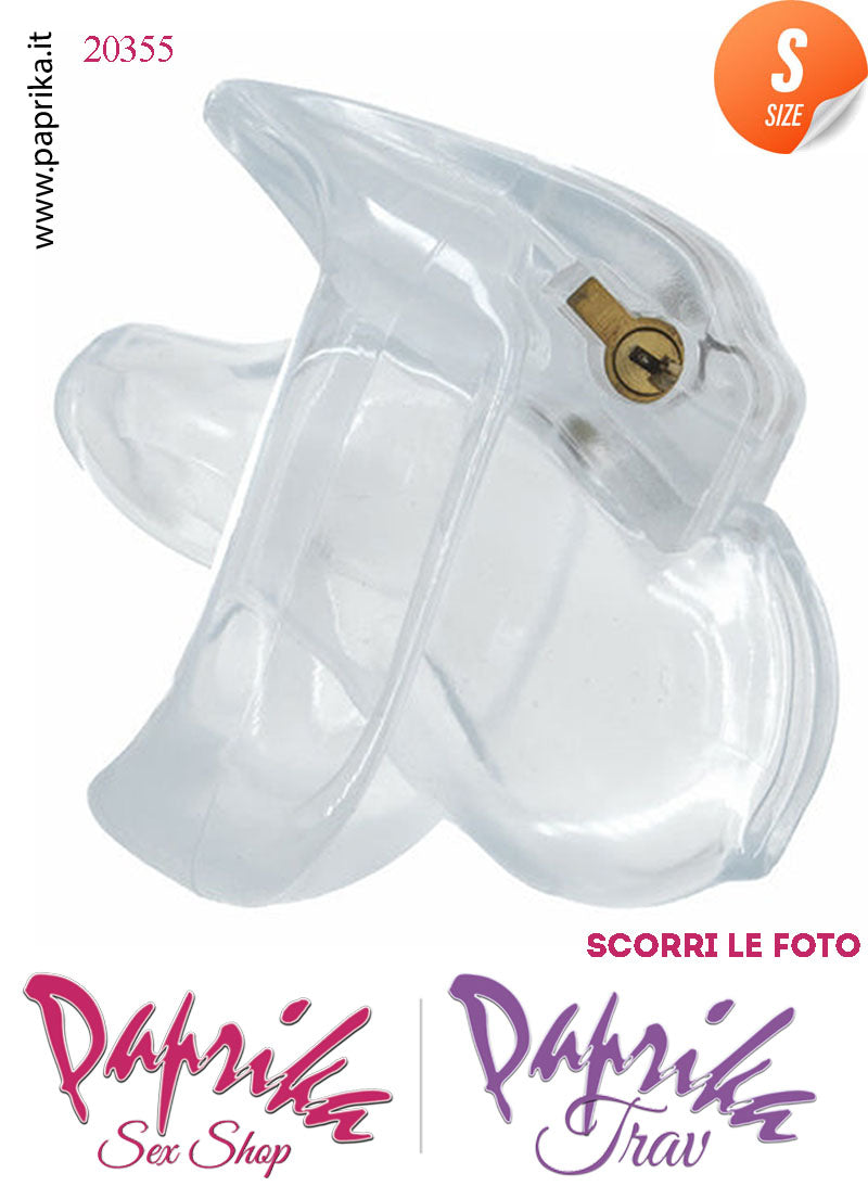 Cintura Di Castità Maschile Small 6 cm Trasparente Chastity Cage 4 Anelli