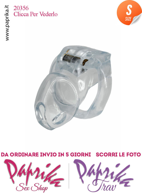 Cintura Di Castità Maschile Small 7 cm Trasparente Chastity Cage 4 Anelli