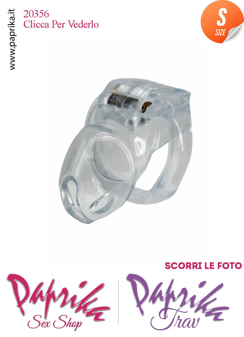 Cintura Di Castità Maschile Small 7 cm Trasparente Chastity Cage 4 Anelli