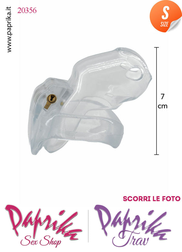 Cintura Di Castità Maschile Small 7 cm Trasparente Chastity Cage 4 Anelli