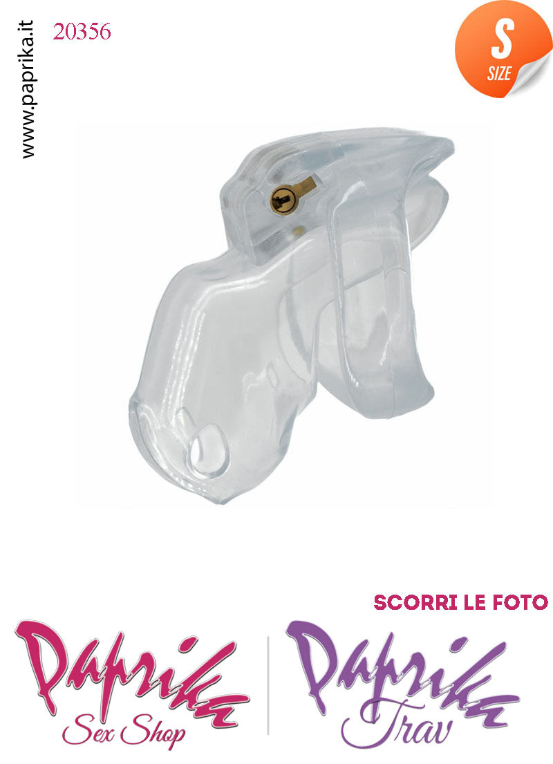 Cintura Di Castità Maschile Small 7 cm Trasparente Chastity Cage 4 Anelli