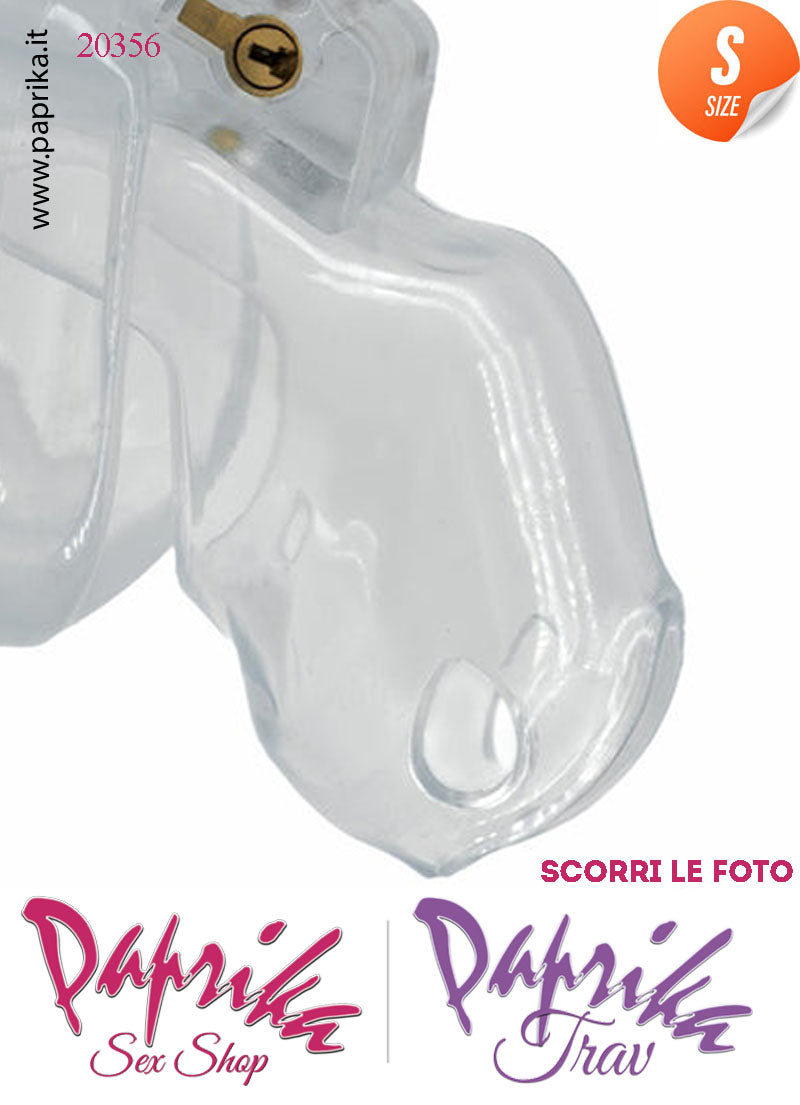 Cintura Di Castità Maschile Small 7 cm Trasparente Chastity Cage 4 Anelli