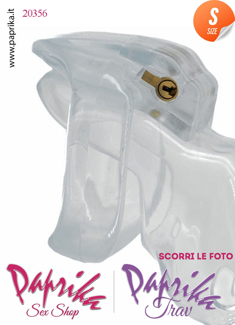 Cintura Di Castità Maschile Small 7 cm Trasparente Chastity Cage 4 Anelli