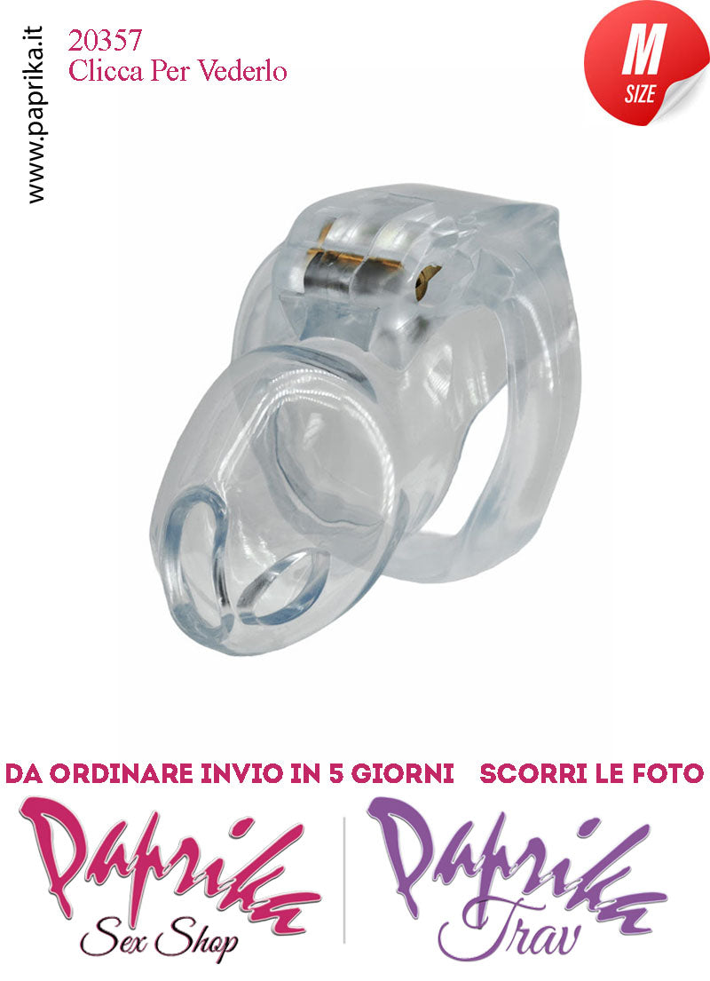 Cintura Di Castità Maschile Medium 8 cm Trasparente Chastity Cage 4 Anelli