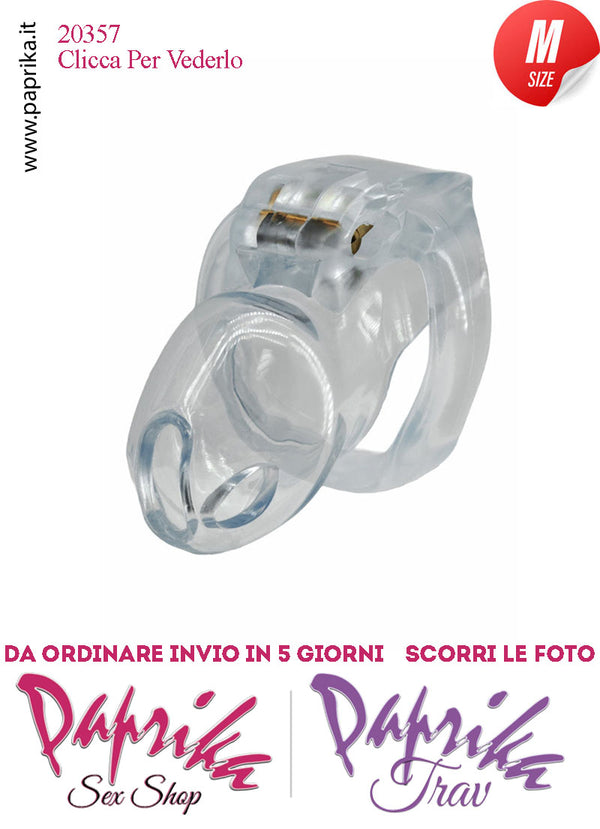 Cintura Di Castità Maschile Medium 8 cm Trasparente Chastity Cage 4 Anelli