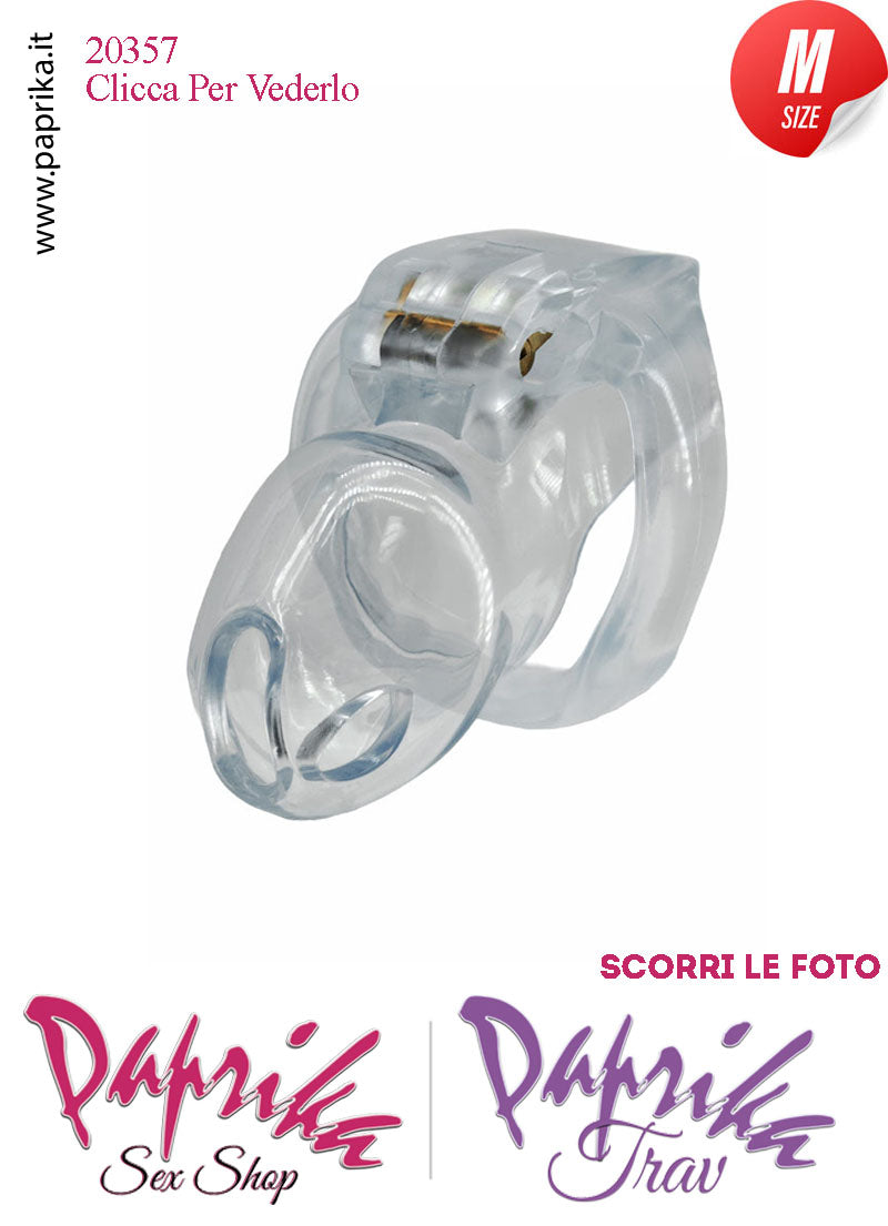 Cintura Di Castità Maschile Medium 8 cm Trasparente Chastity Cage 4 Anelli
