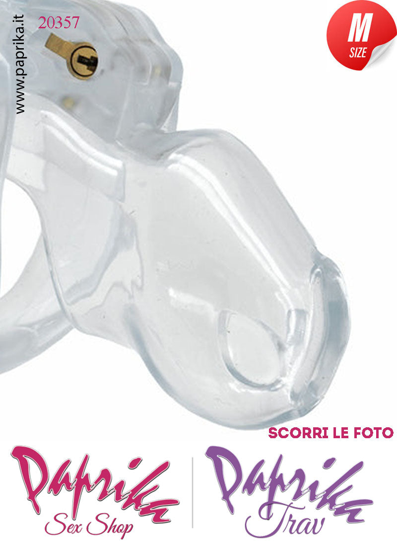 Cintura Di Castità Maschile Medium 8 cm Trasparente Chastity Cage 4 Anelli
