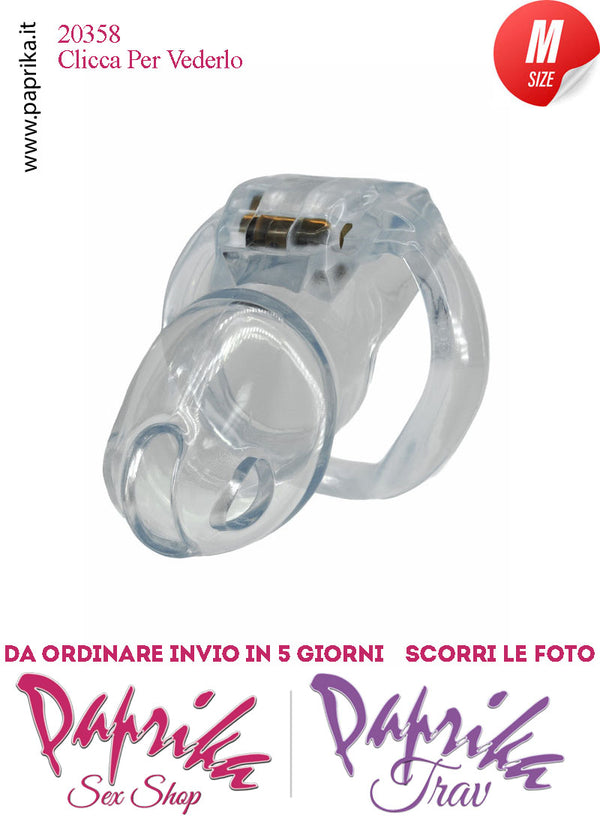 Cintura Di Castità Maschile Medium 9 cm Trasparente Chastity Cage 4 Anelli