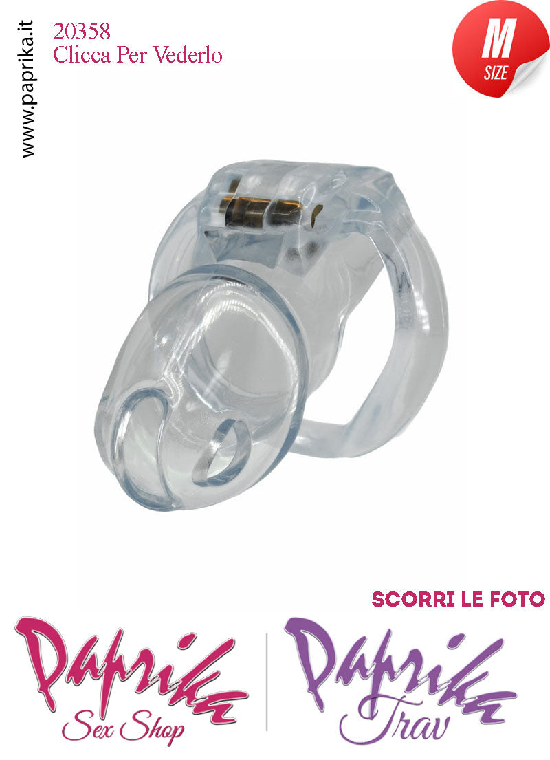 Cintura Di Castità Maschile Medium 9 cm Trasparente Chastity Cage 4 Anelli