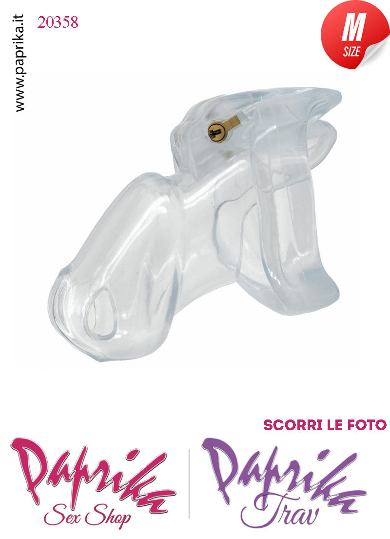 Cintura Di Castità Maschile Medium 9 cm Trasparente Chastity Cage 4 Anelli