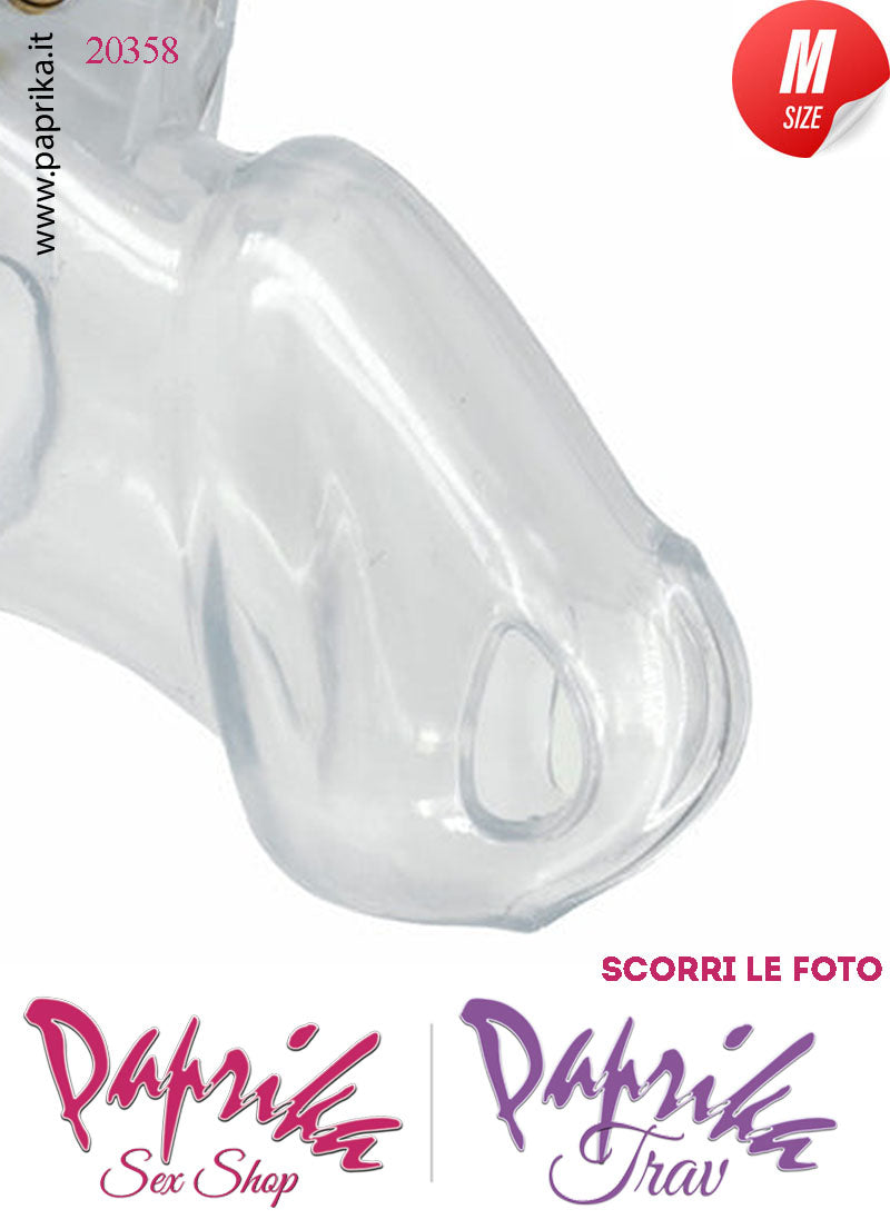 Cintura Di Castità Maschile Medium 9 cm Trasparente Chastity Cage 4 Anelli