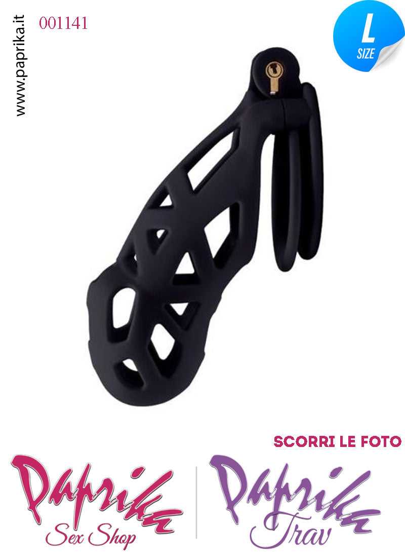 Cintura Di Castità Maschile Nera Large Chastity Cage Abs Aperture Grandi