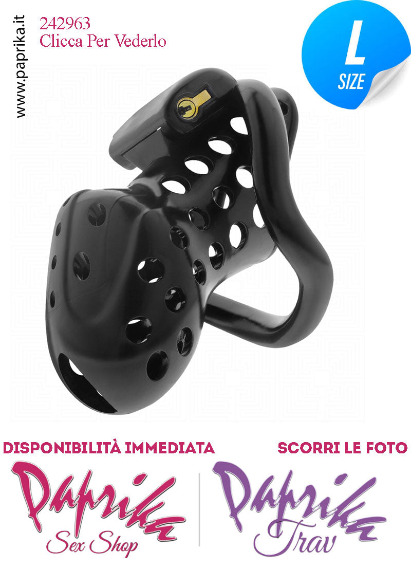 Cintura Di Castità Maschile Nera Large Chastity Cage Abs Fori 4 Anelli
