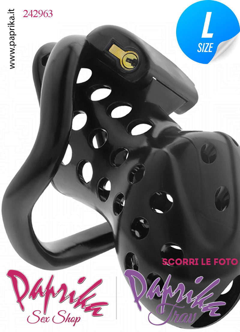 Cintura Di Castità Maschile Nera Large Chastity Cage Abs Fori 4 Anelli