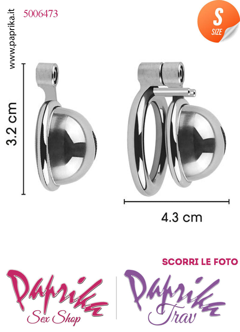 Cintura Di Castità Bombata Small 3 Anelli Ø 40/45/50 Gabbietta Maschile Acciaio