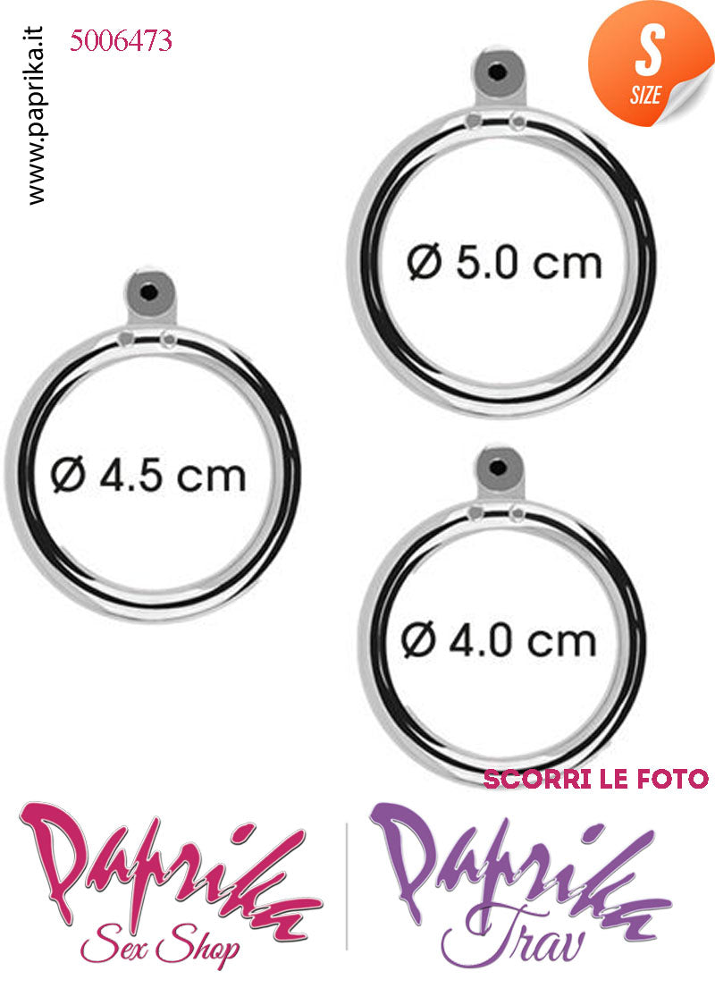 Cintura Di Castità Bombata Small 3 Anelli Ø 40/45/50 Gabbietta Maschile Acciaio