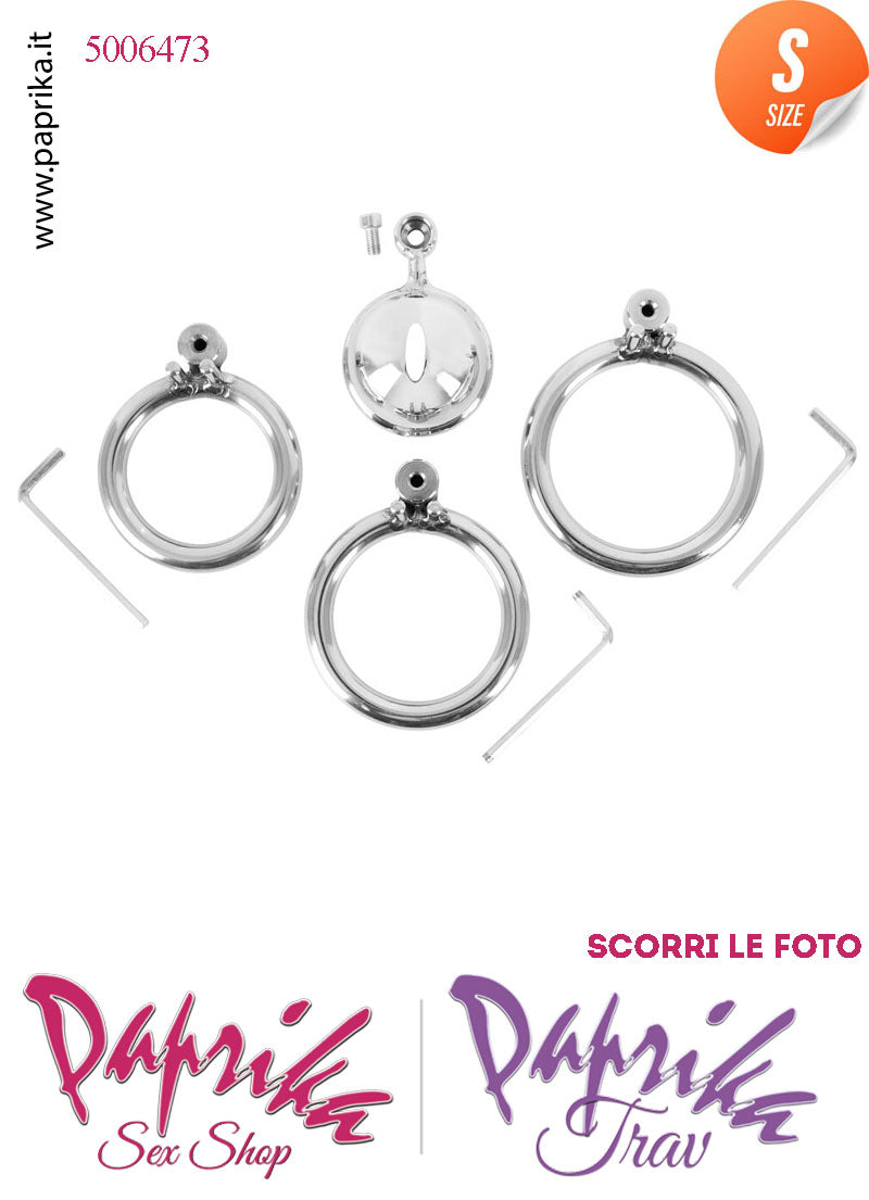 Cintura Di Castità Bombata Small 3 Anelli Ø 40/45/50 Gabbietta Maschile Acciaio
