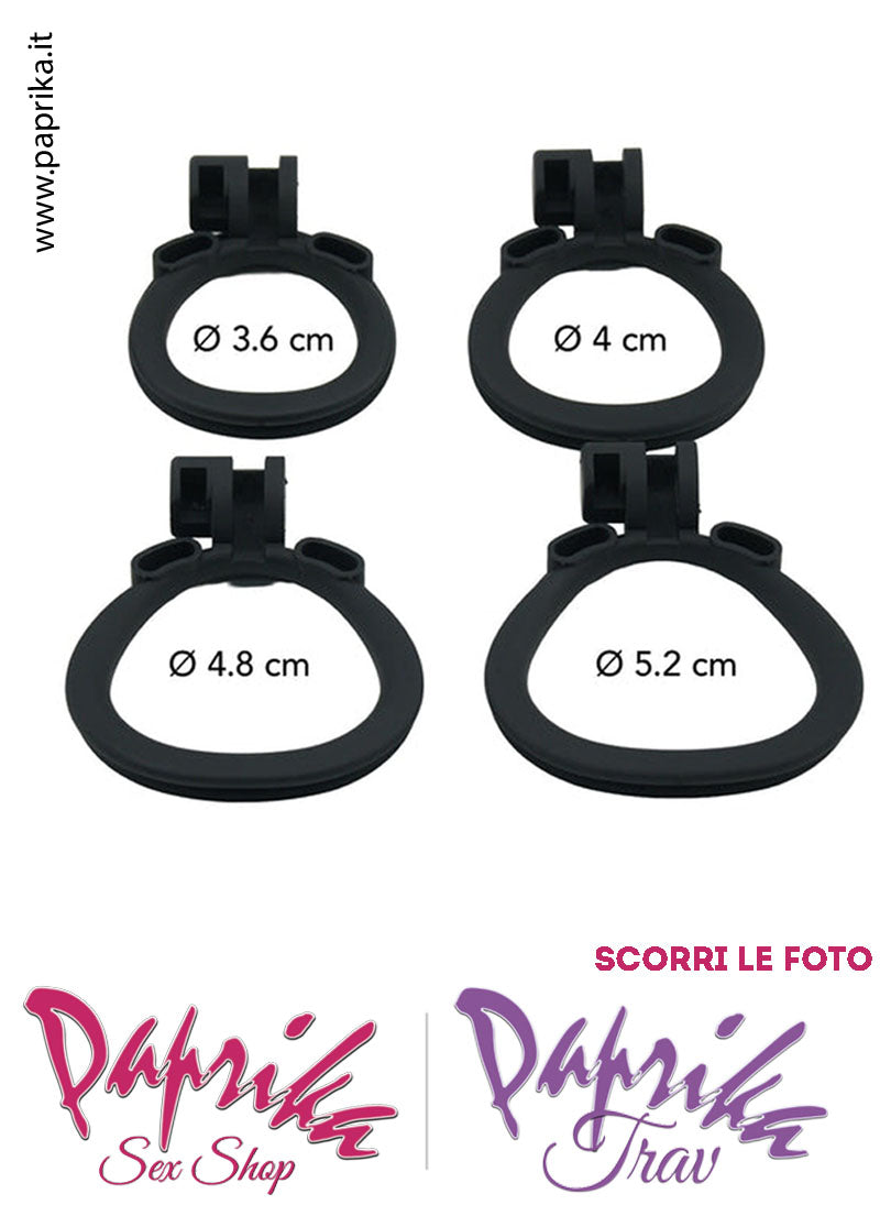 Cintura Di Castità Maschile Small Nera Chastity Cage Abs 4 Anelli
