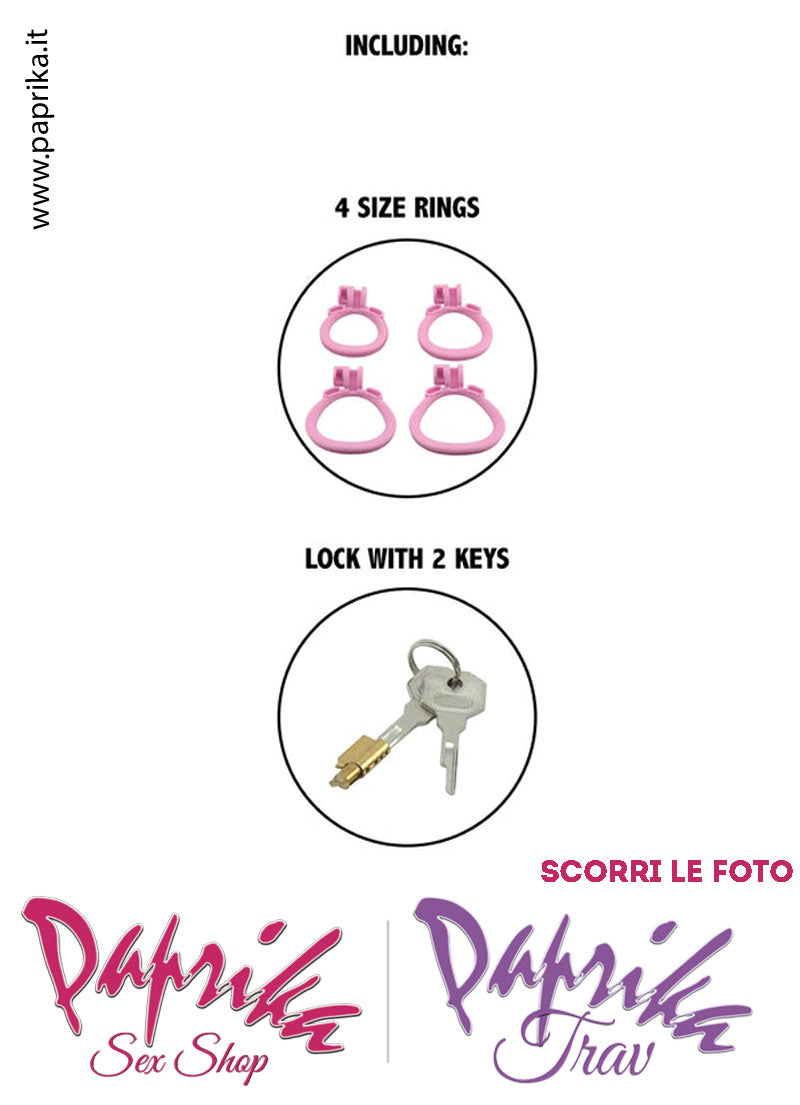 Cintura Di Castità Maschile Medium Rosa Chastity Cage Abs 4 Anelli