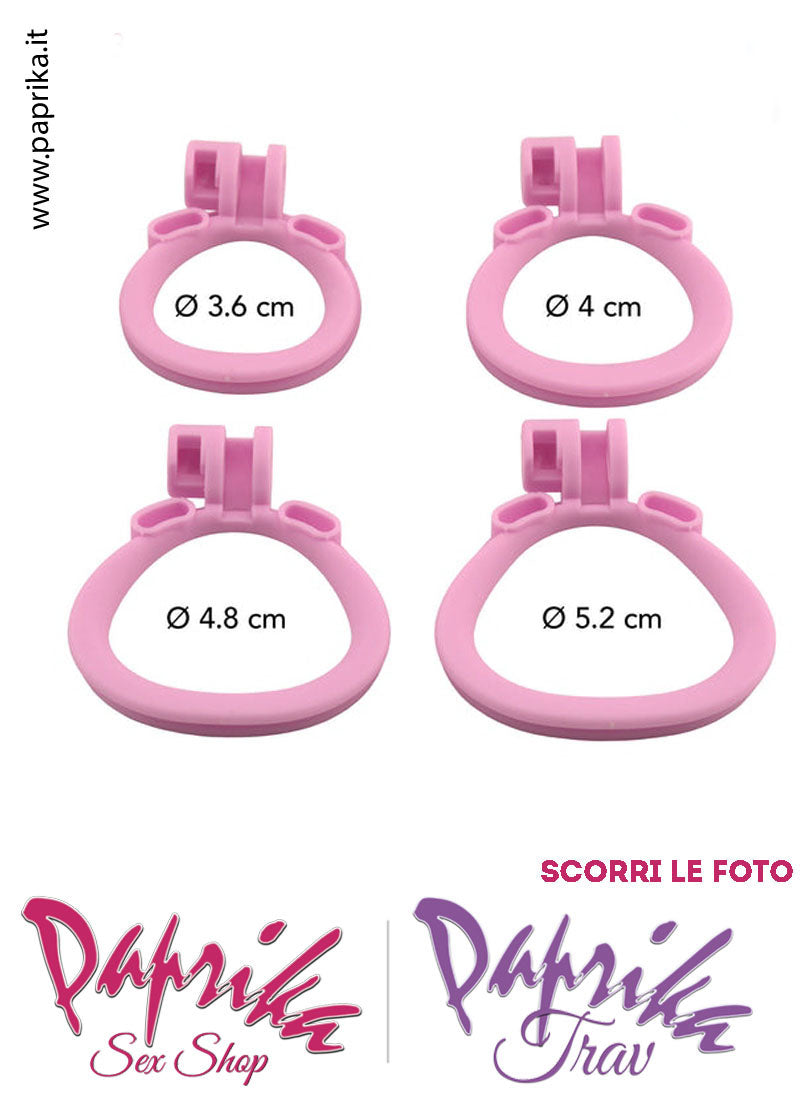 Cintura Di Castità Maschile Medium Rosa Chastity Cage Abs 4 Anelli