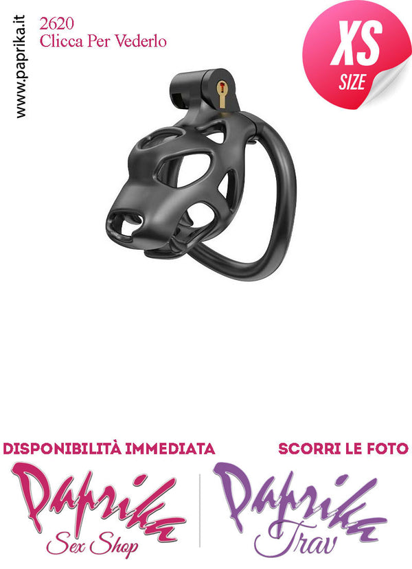 Cintura Di Castità Maschile Extra Small PC07 Dog Chastity Cage Abs Traforato 5 Anelli