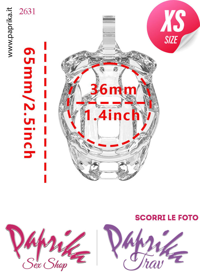 Cintura Di Castità Maschile Extra Small PC11 Chastity Cage Abs Apertura 5 Anelli