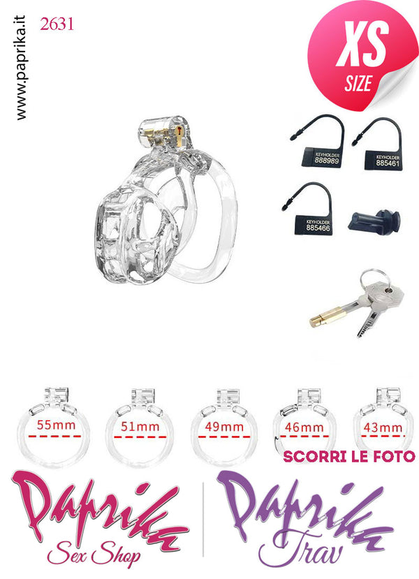 Cintura Di Castità Maschile Extra Small PC11 Chastity Cage Abs Apertura 5 Anelli