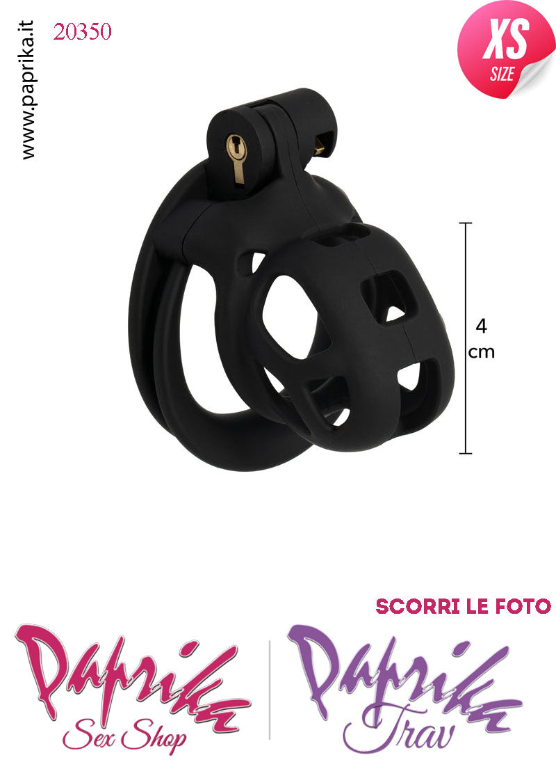Cintura Di Castità Maschile ExtraSmall Nero Chastity Cage Abs 4 Anelli